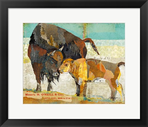 Framed Bison and Baby Print