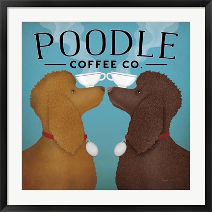 Framed Double Poodle Coffee Print