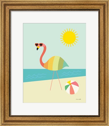 Framed Beach Flamingo Print