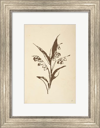 Framed Vintage Line Lily of the Valley I Print