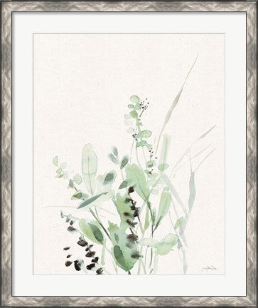 Framed Grasses II on Linen Print