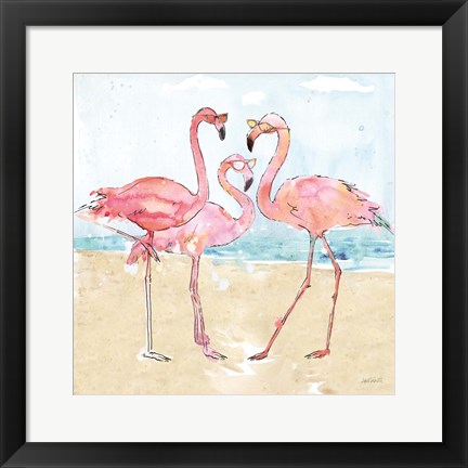 Framed Flamingo Fever Beach Print