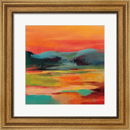 Framed Flower Hill Sunset I Print