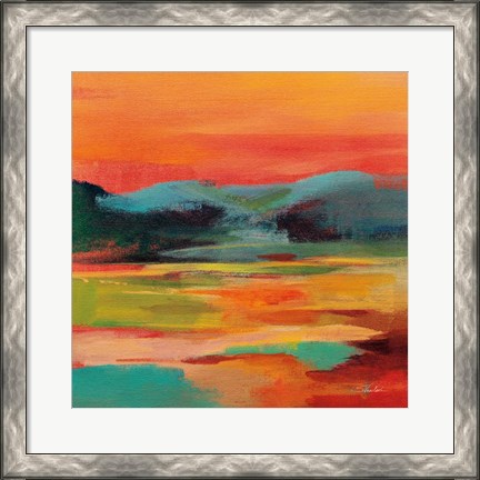 Framed Flower Hill Sunset I Print