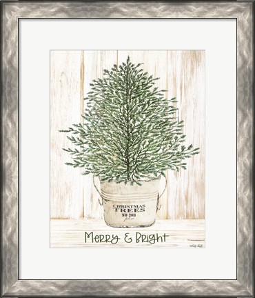 Framed Merry &amp; Bright Tree Print