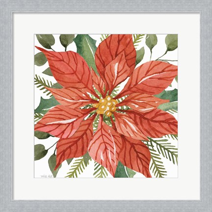 Framed Red Poinsettia Print