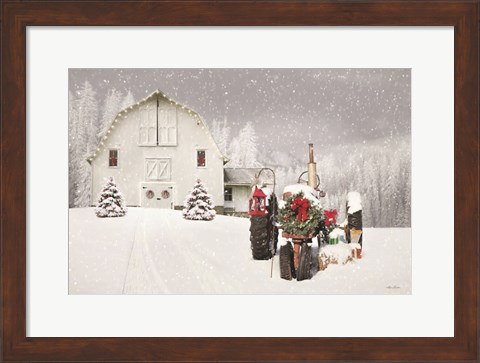 Framed Snowy Country Christmas Wishes Print