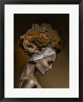 Framed Woman in Thought, Gold Print