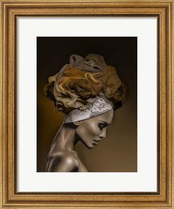 Framed Woman in Thought, Gold Print