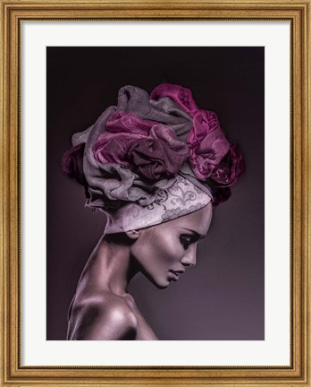 Framed Woman in Thought, Magenta Print