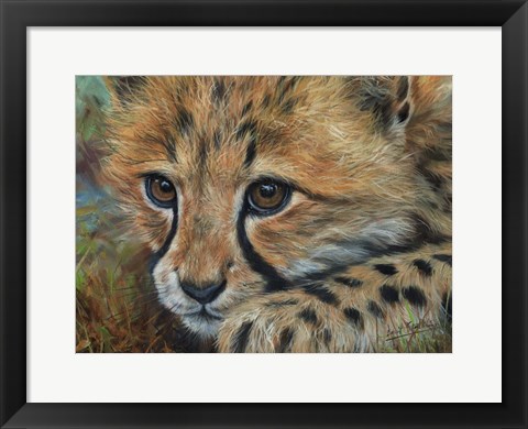 Framed Cheetah Cub Close Print