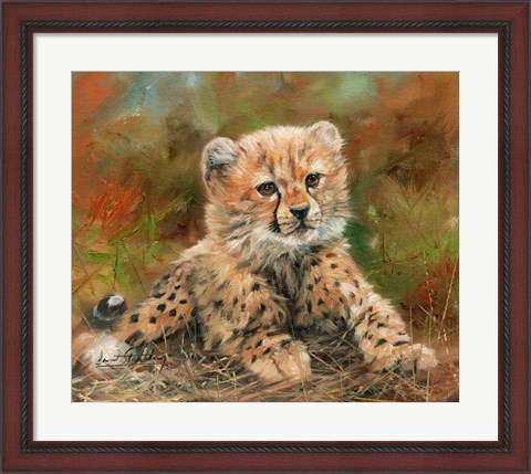 Framed Cheetah Cub Laying Down Print