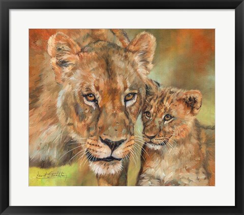 Framed Lioness And Cub Print