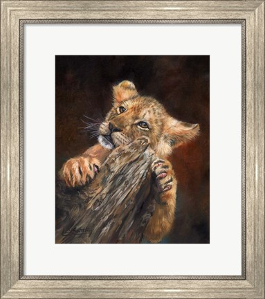 Framed Lion Cub Tree Print