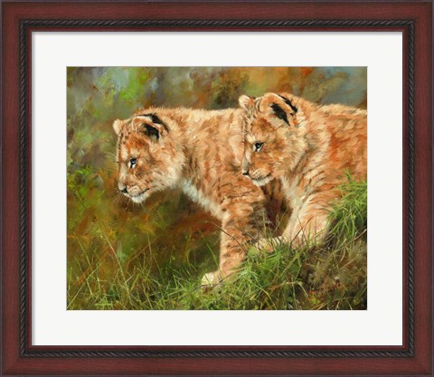 Framed Lion Siblings Print