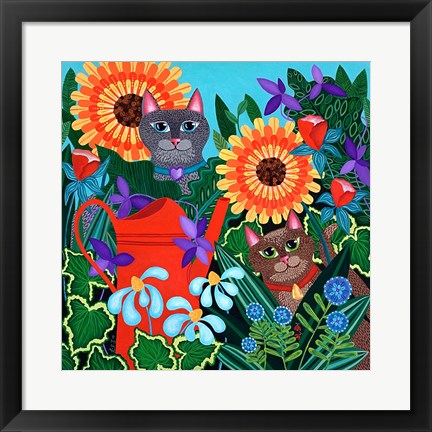 Framed Garden Cats Print