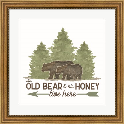 Framed Lost in Woods V-Old Bear Print