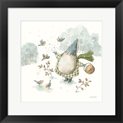 Framed Everyday Gnomes I-Winter Birds Print