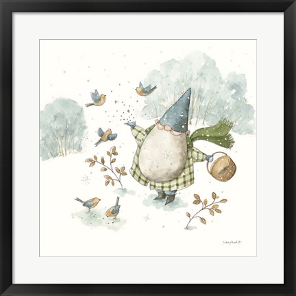 Framed Everyday Gnomes I-Winter Birds Print