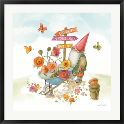 Framed Everyday Gnomes IV-Wheelbarrow Print