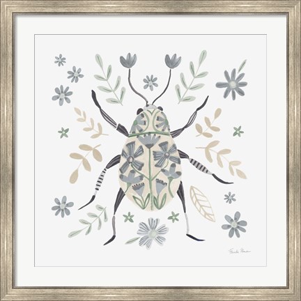 Framed Folk Beetle II Neutral Print