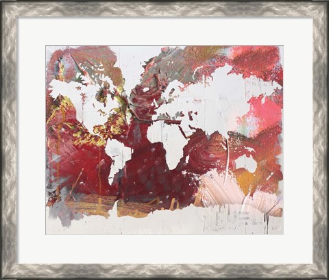 Framed Earthen Map of the World Print