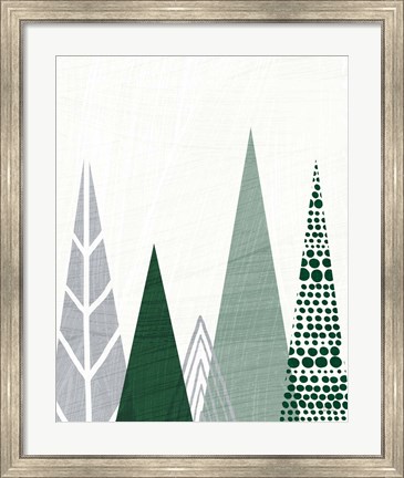 Framed Geometric Forest III Green Gray Print