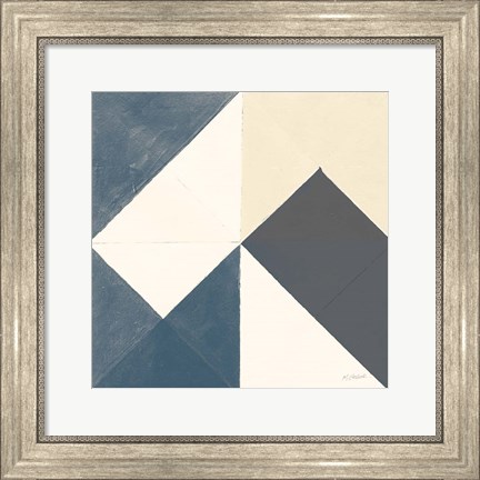 Framed Triangles IV Teal Crop Print