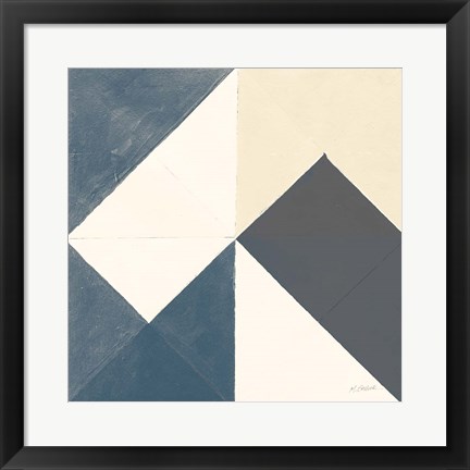 Framed Triangles IV Teal Crop Print
