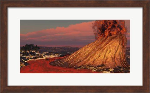Framed Plumes Of Smoke Belch from a Hawaiian Volcano Print