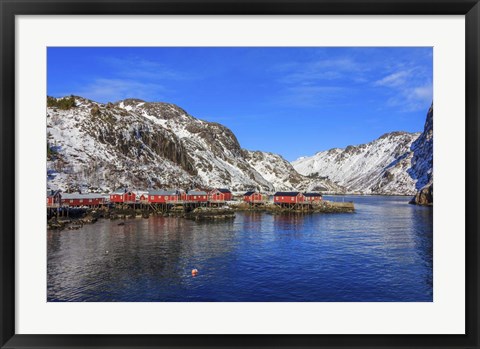 Framed Fishing Village, Norway Print