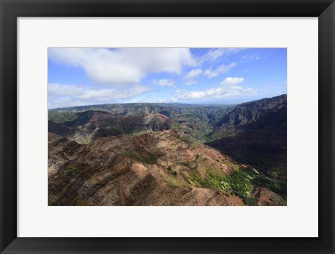 Framed Aerial View Of Waimea Canyon, Kauai, Hawaii Print