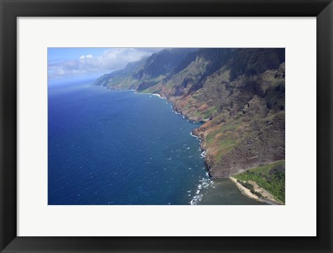Framed Aerial View Of Na Pali Coast Print