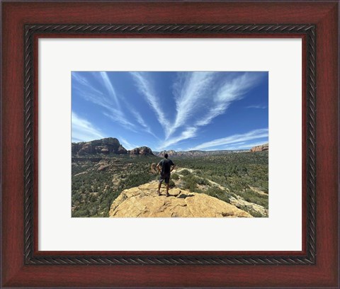 Framed Male Hiker on Soldier&#39;s Pass Trail, Sedona, Arizona Print