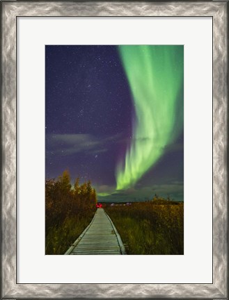 Framed Auroral Arc Over the Boardwalk at Rotary Park in Yellowknife Print