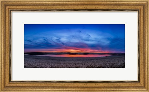 Framed Autumn Sunset Over a Wheat Field in Southern Alberta Print
