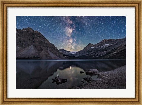 Framed Milky Way Setting Behind Bow Glacier at the End of Bow Lake Print