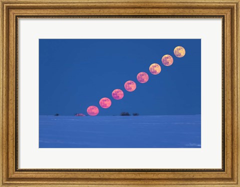 Framed Rising of the Full Moon Over Alberta Print