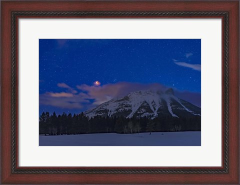 Framed Total Eclipse of the Moon Over the Canadian Rocky Mountains in Alberta Print