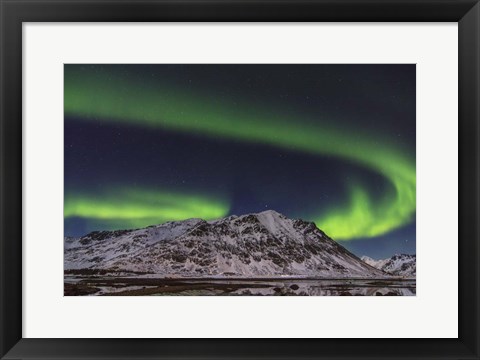 Framed Northern Lights Over Stamsund Fjord, Norway Print