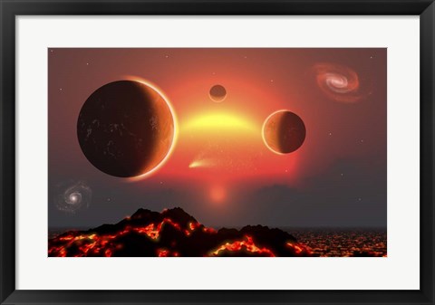 Framed Red Giant Star and Its System of Planets Print