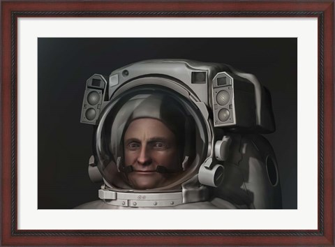 Framed 3D Model of An Astronaut in An EVA Space Suit Print
