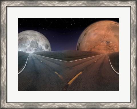 Framed Future of Space Exploration: To the Moon Or Mars? Print