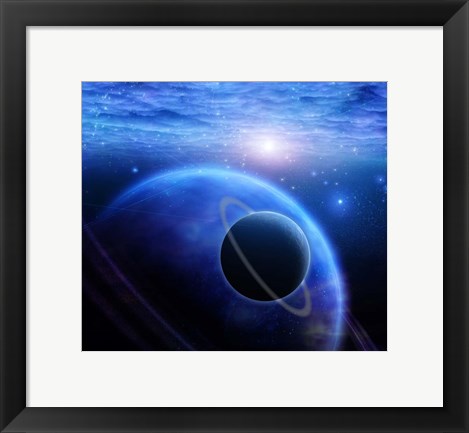 Framed Atmosphere and Planets in Open Space Print