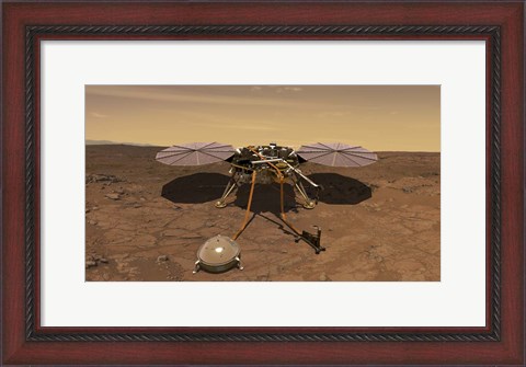 Framed Artist&#39;s Rendition of the Insight Lander Operating On the Surface of Mars Print