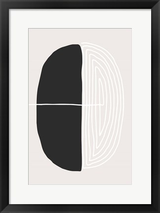Framed Black and White Oval Print