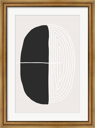 Framed Black and White Oval Print