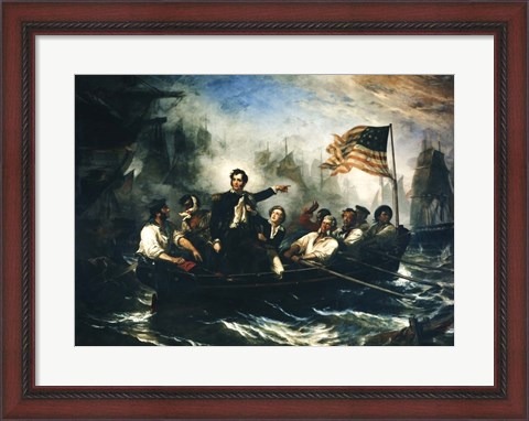 Framed Oliver Hazard Perry and Crew during The Battle of Lake Erie Print