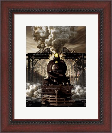 Framed Industrial age of Steam Engine Print