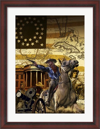 Framed General George Armstrong Custer on a Horse Print